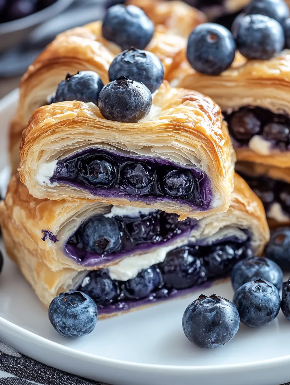 A plate of pastries with blueberries on top.