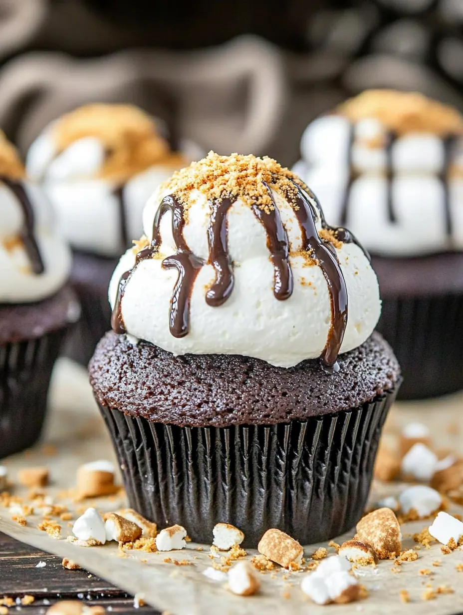 A cupcake with chocolate frosting and topped with nuts.