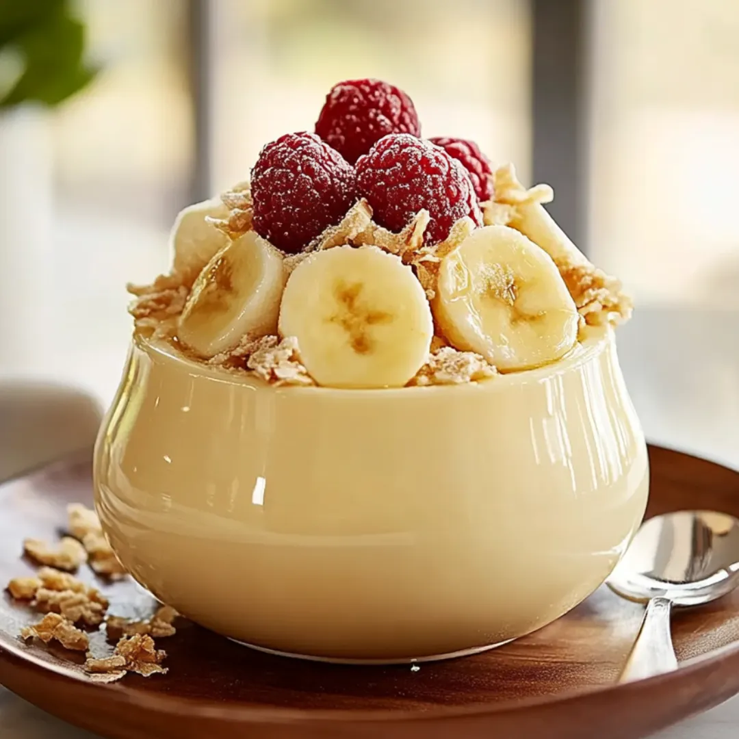 A bowl of fruit with bananas, raspberries, and cereal.