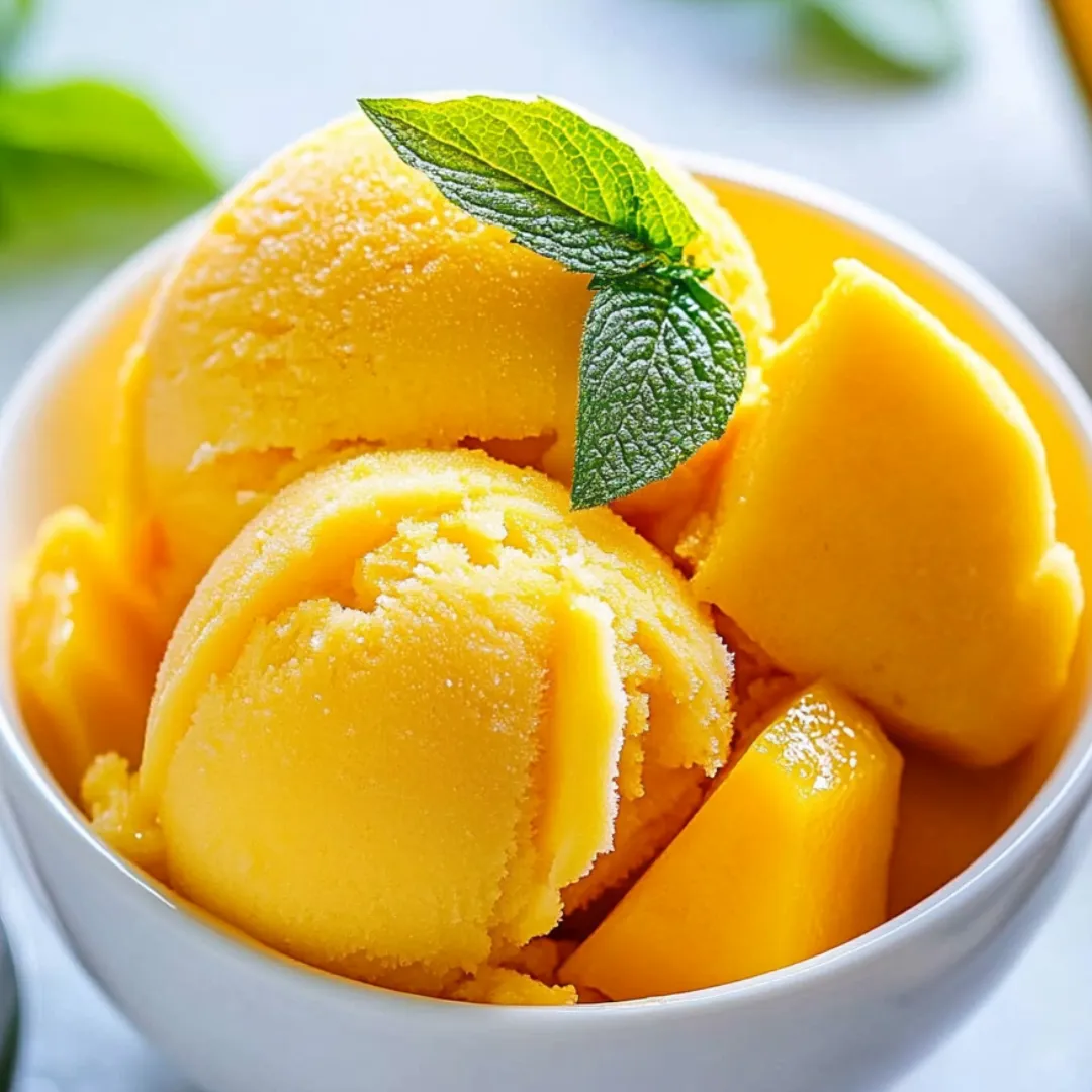 A bowl of yellow ice cream with a green leaf on top.