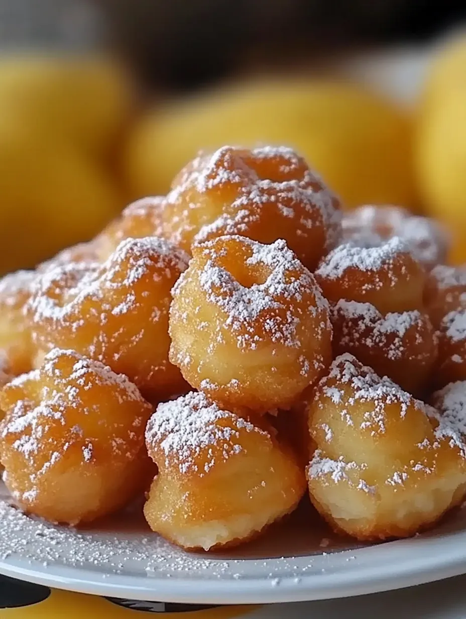 A plate of powdered donuts with sugar on top.