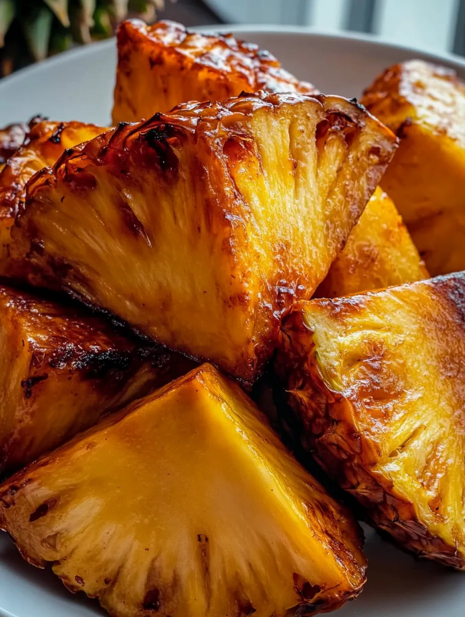 A pile of sliced pineapple on a plate.