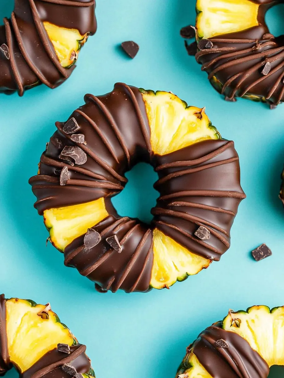 A chocolate donut with a pineapple twist.