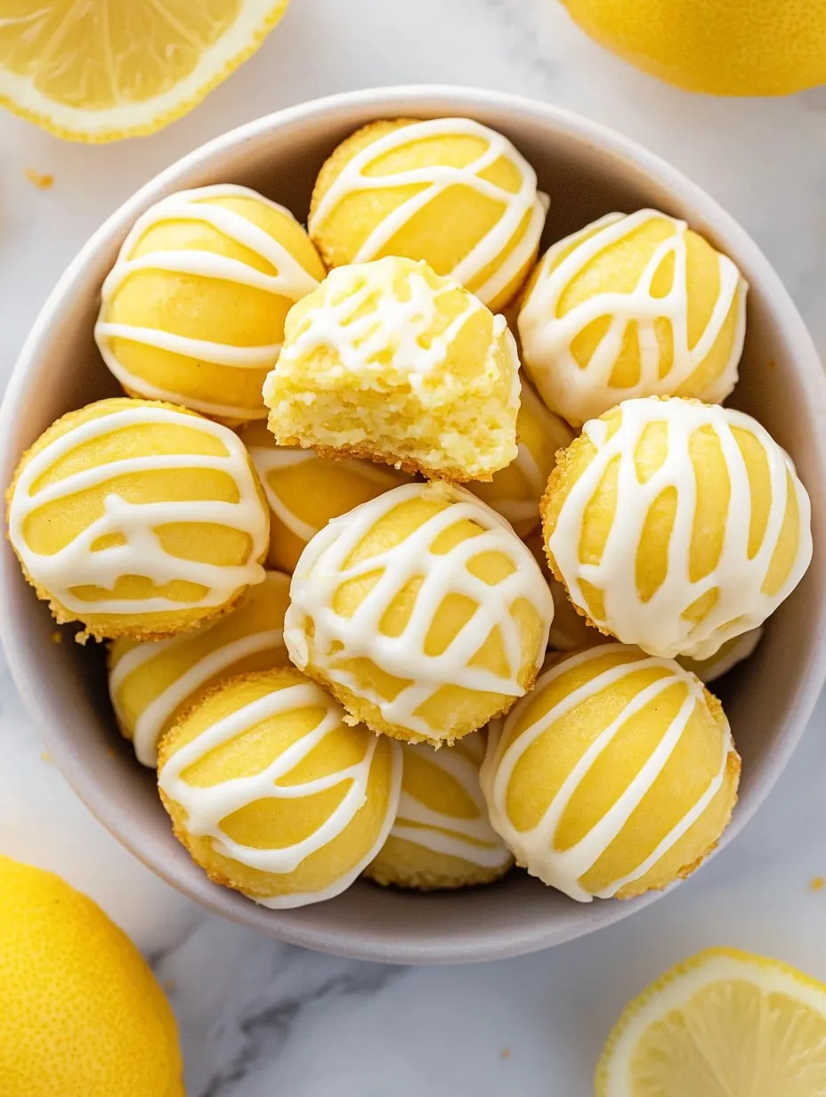 A bowl of yellow cake with white icing and lemon slices.