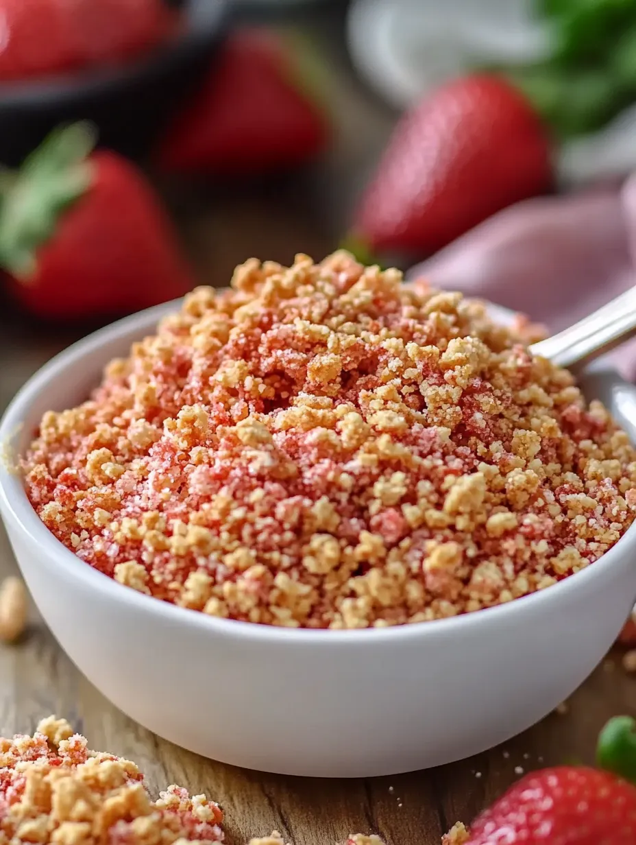 A bowl of red powdered substance, possibly a cereal or a granola, sits on a table.