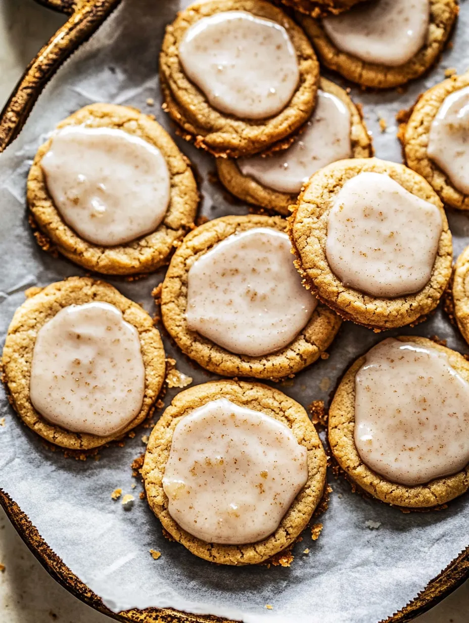 A plate of cookies with a white glaze on top.