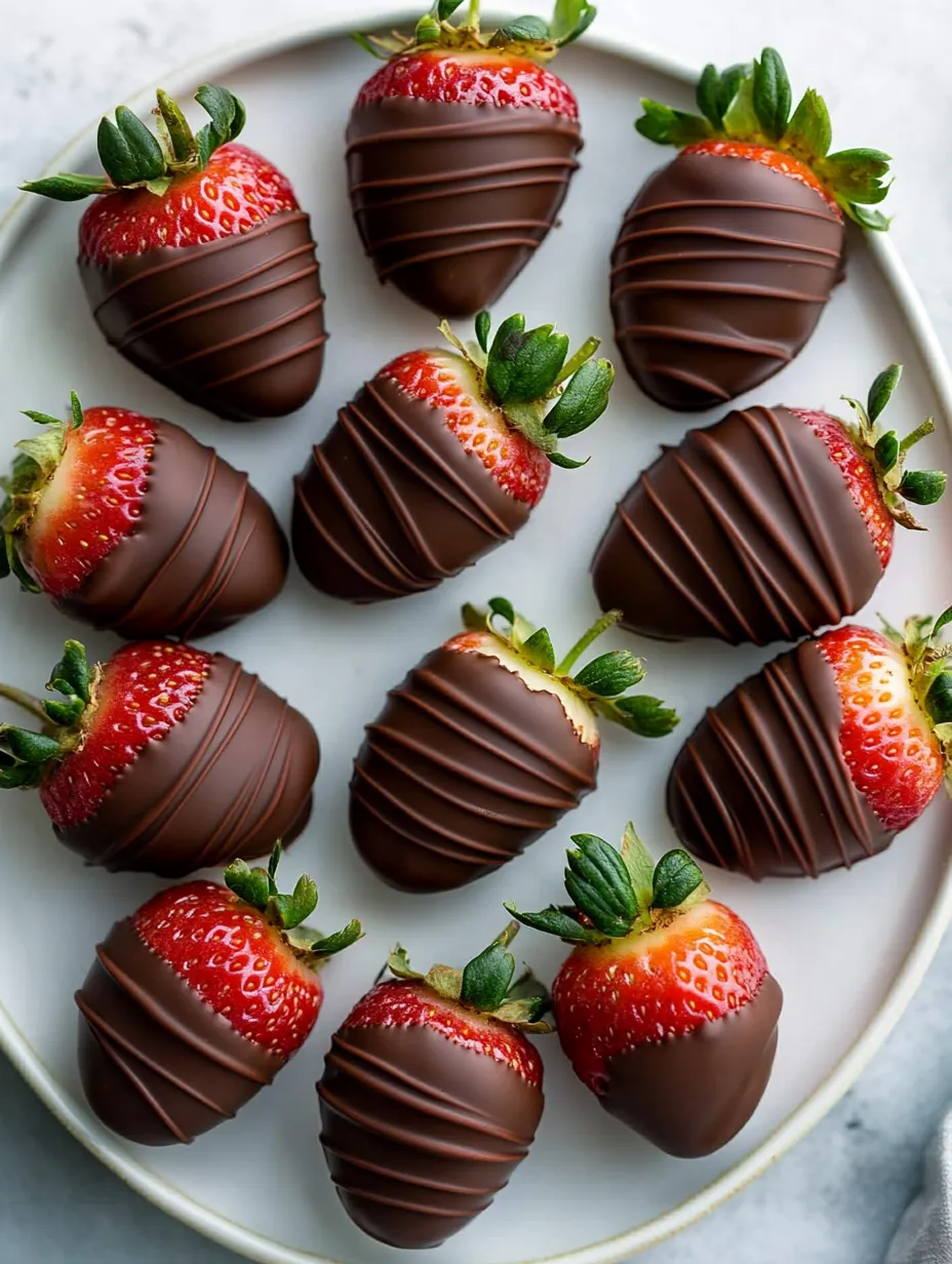 A plate of chocolate-covered strawberries.