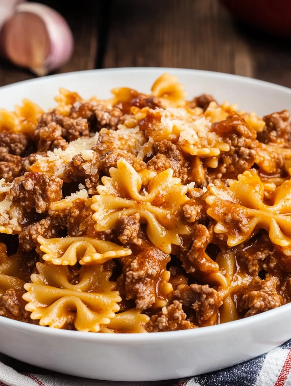 A bowl of pasta with meat sauce and cheese.