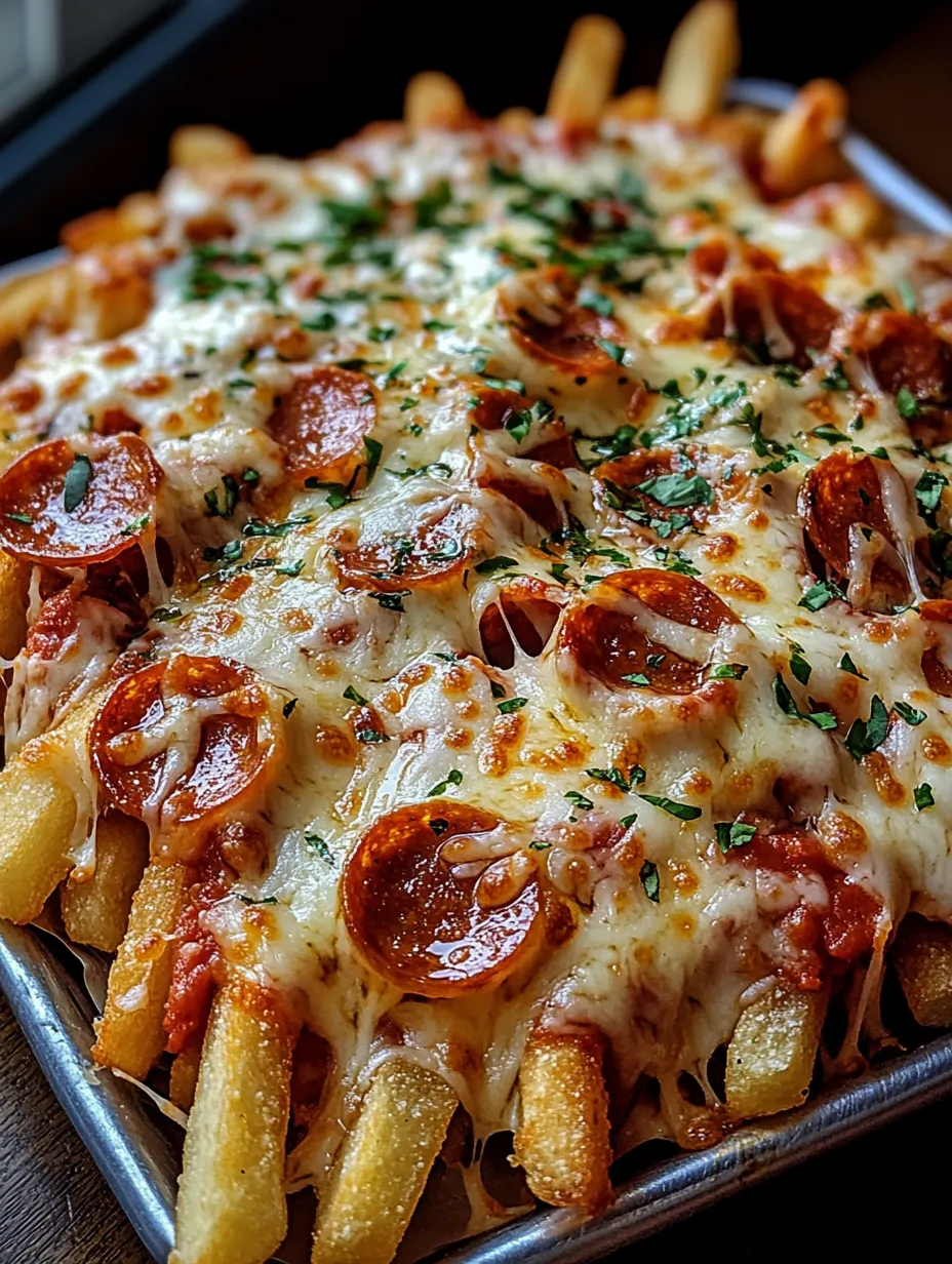 A plate of cheese and pepperoni pizza with french fries.