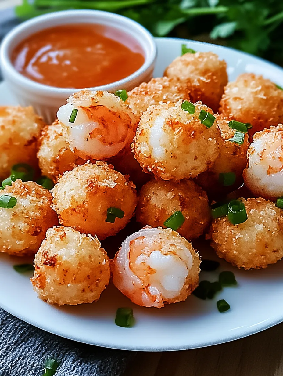 A plate of shrimp and cheese balls with a dipping sauce.