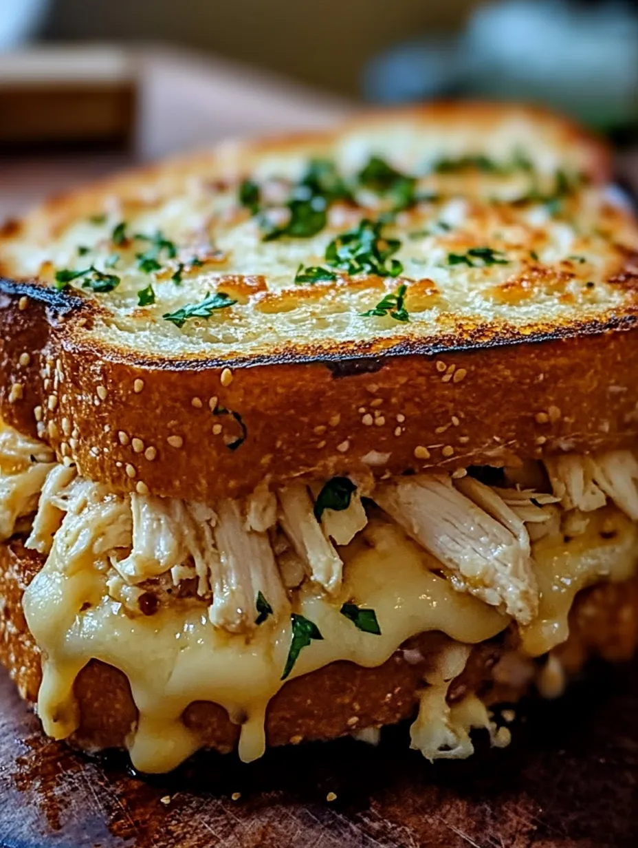 A sandwich with cheese and herbs on top.