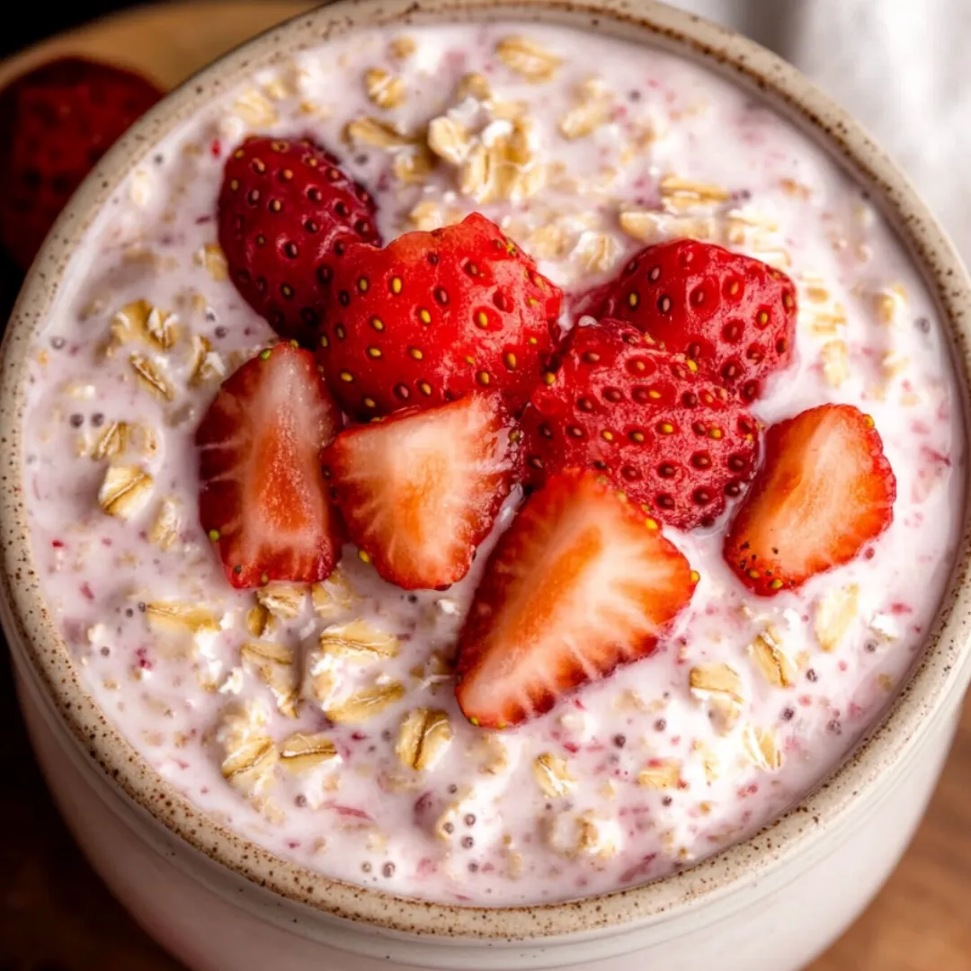 A bowl of yogurt with strawberries and granola.