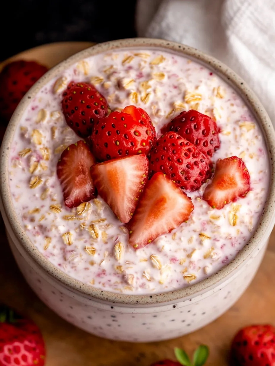 A bowl of granola with strawberries on top.