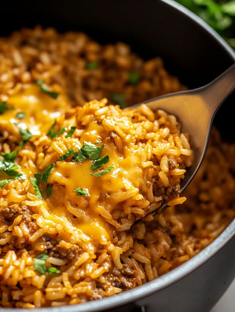 A bowl of rice with meat and cheese.