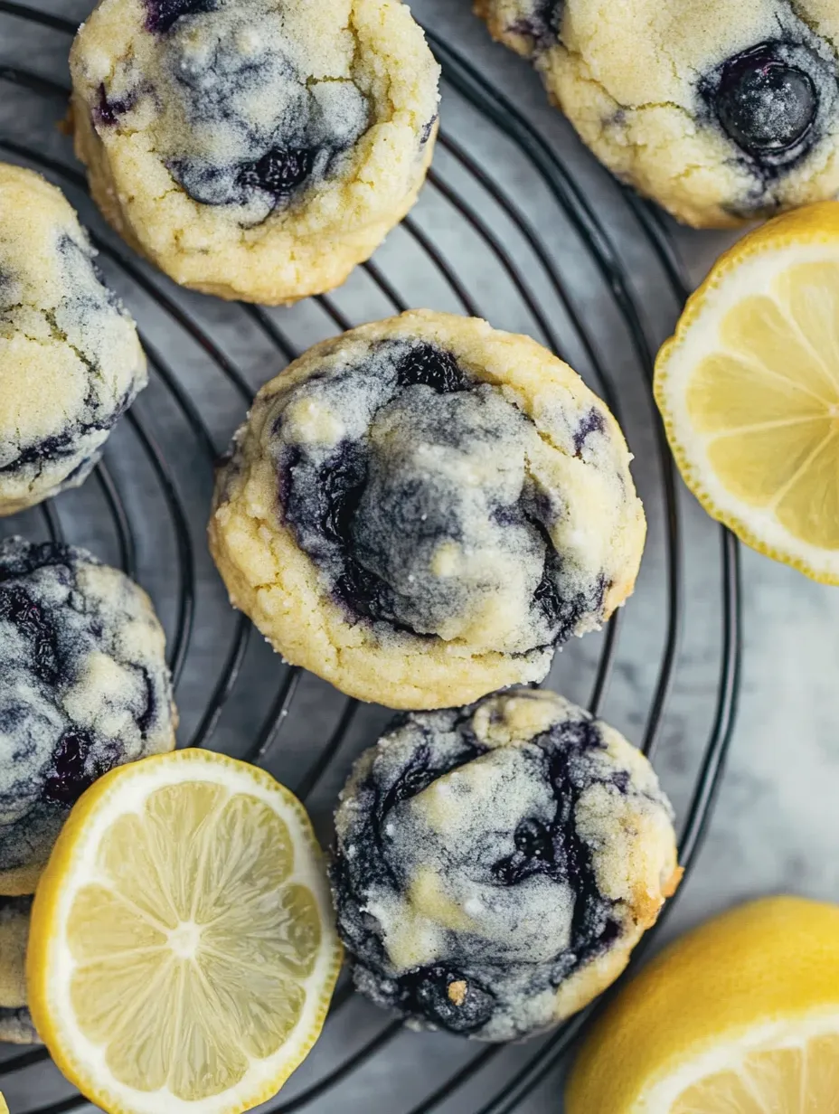 A plate of blueberry muffins with lemon wedges on top.