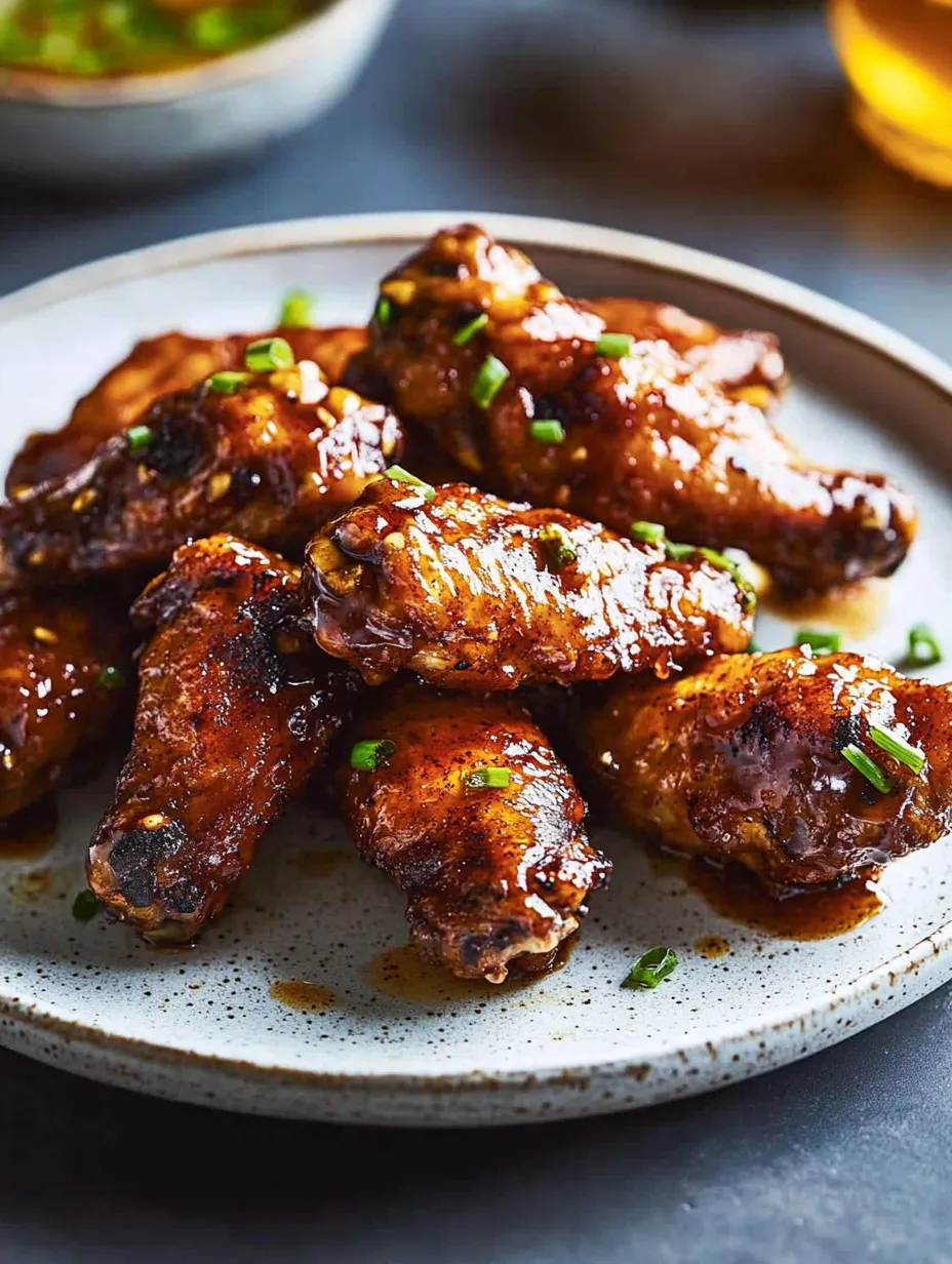 A plate of wings with sauce on it.