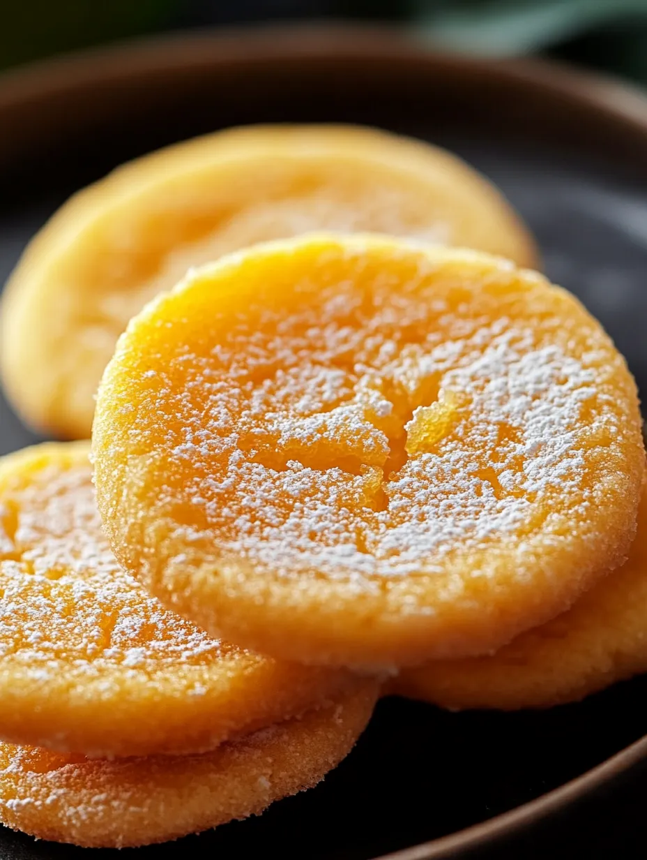 A plate of powdered donuts with a yellow glaze.