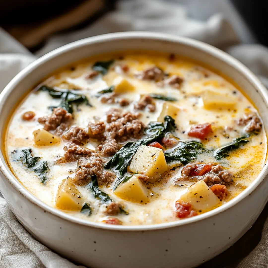 A bowl of soup with meat and vegetables.