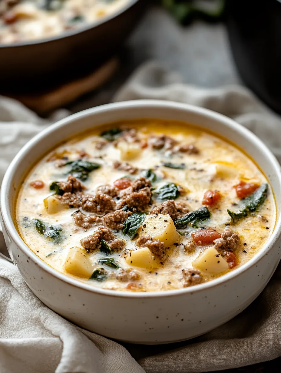 A bowl of soup with meat and vegetables.