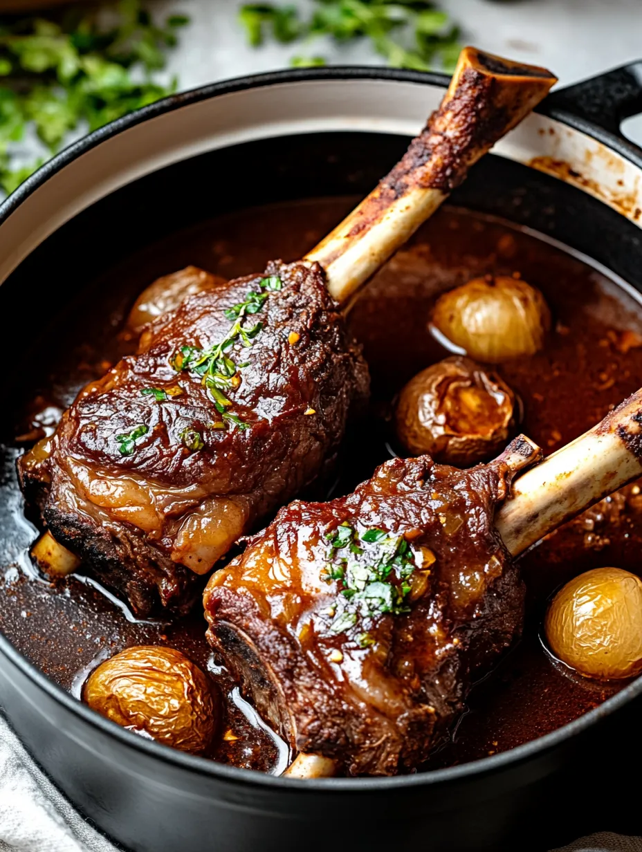 Two pieces of meat with bone and vegetables in a pot.