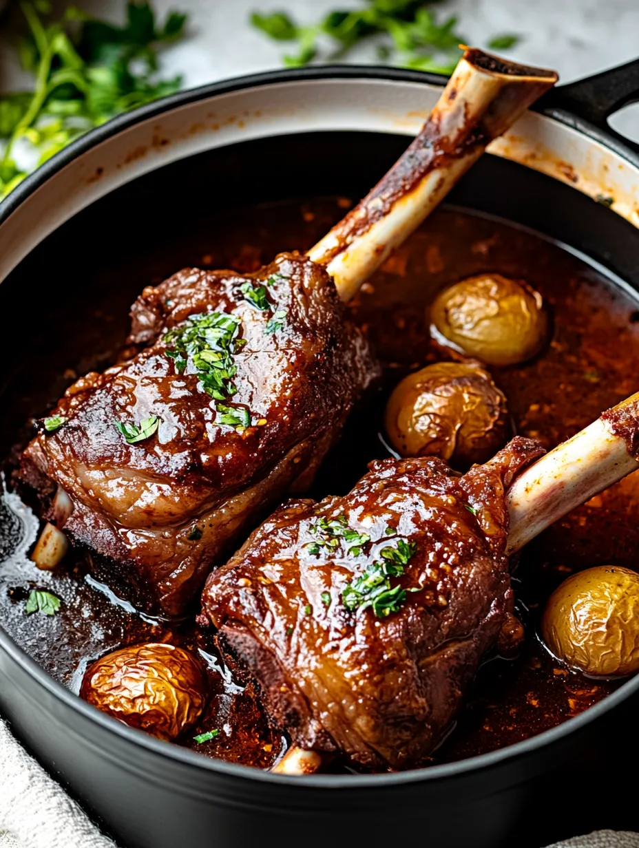 Two pieces of meat in a pot with vegetables.