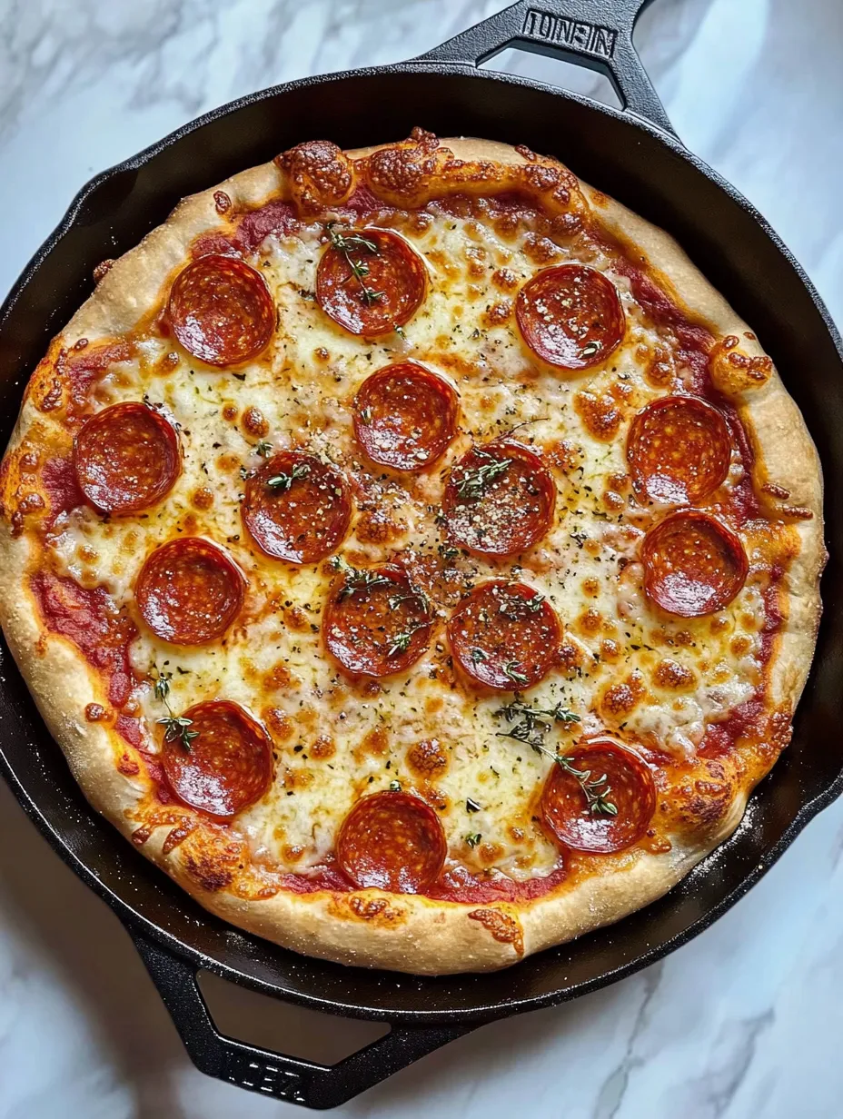 A pepperoni pizza in a pan with a close up of the pizza.