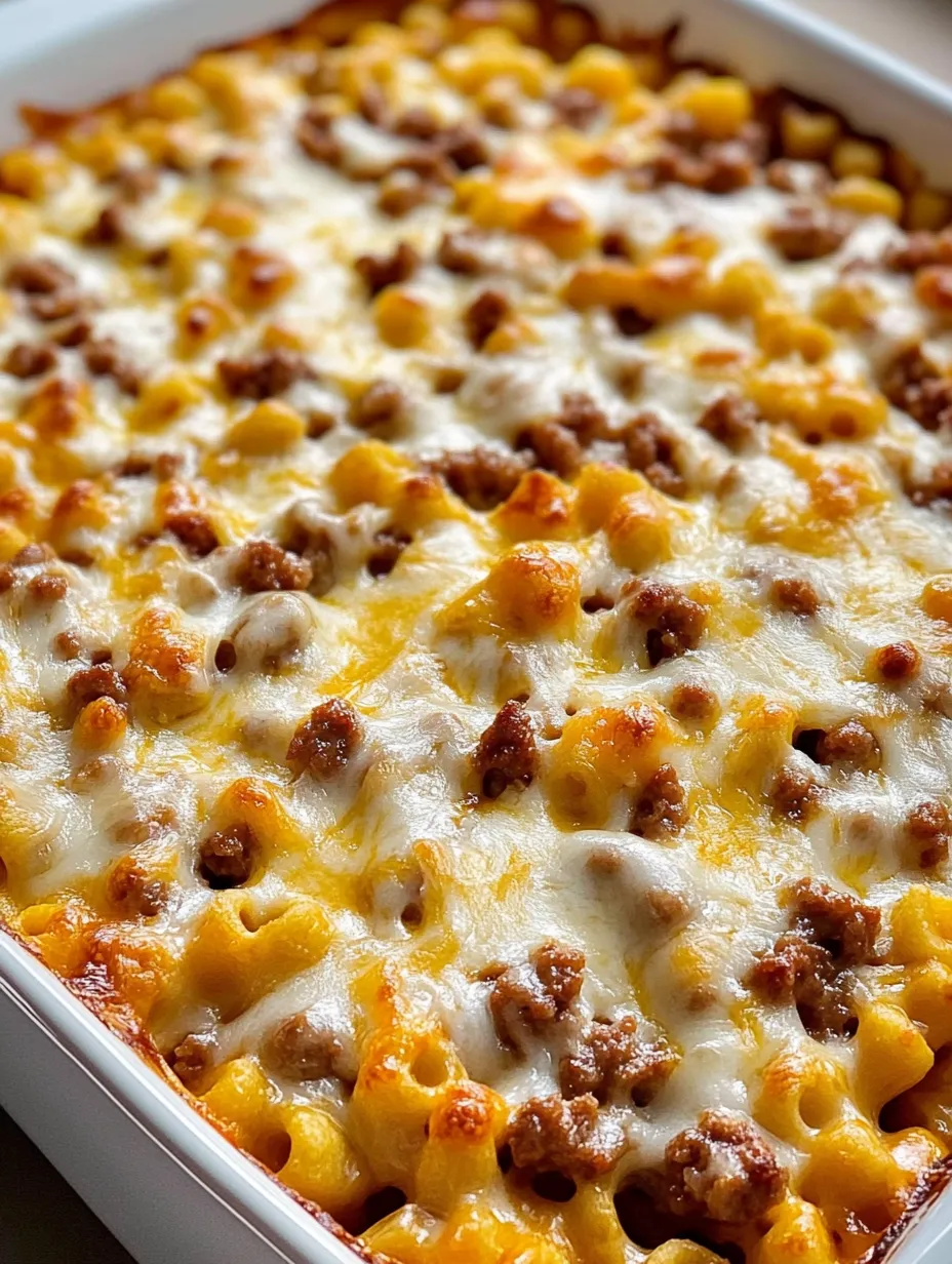 A delicious casserole with pasta and meat.