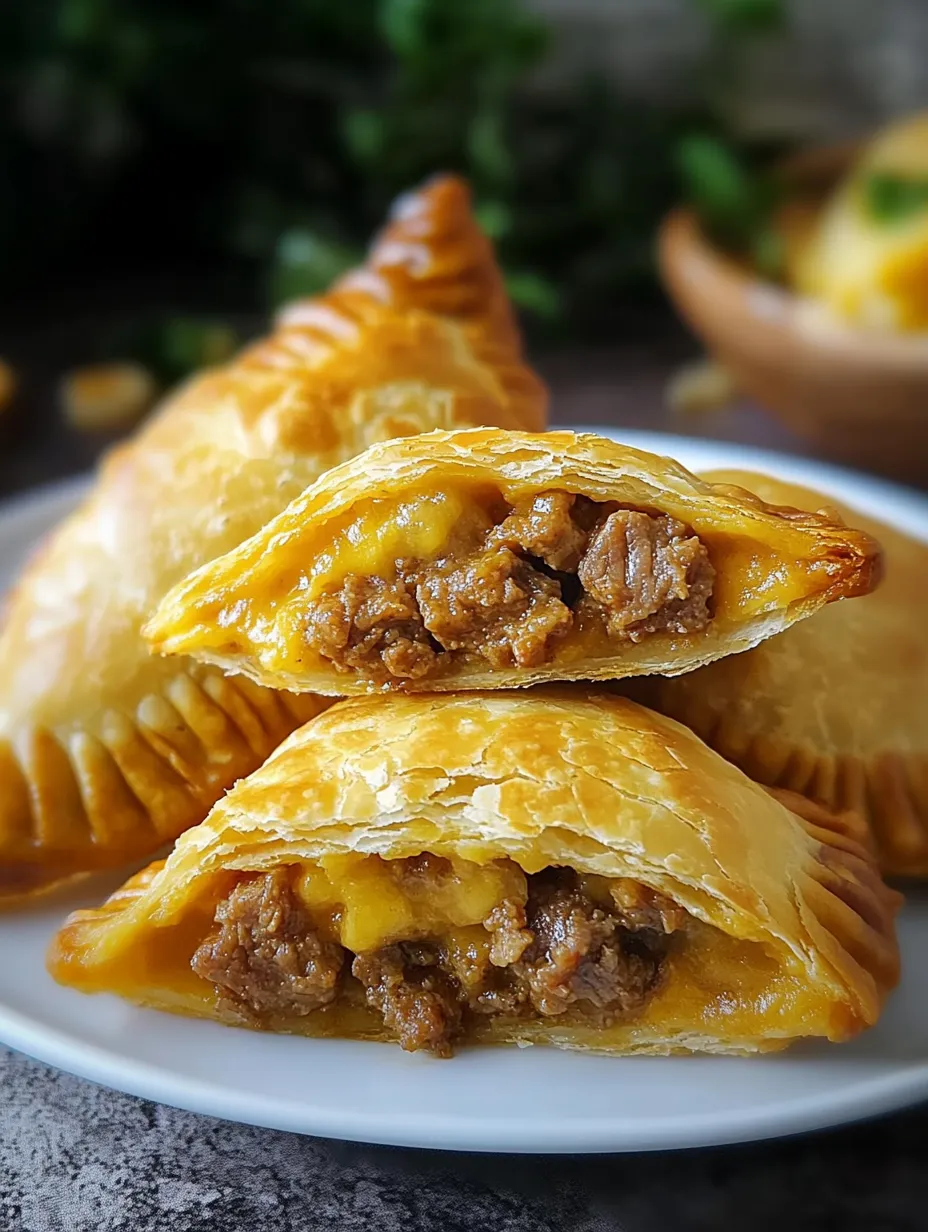 A plate of delicious meat-filled pastries.