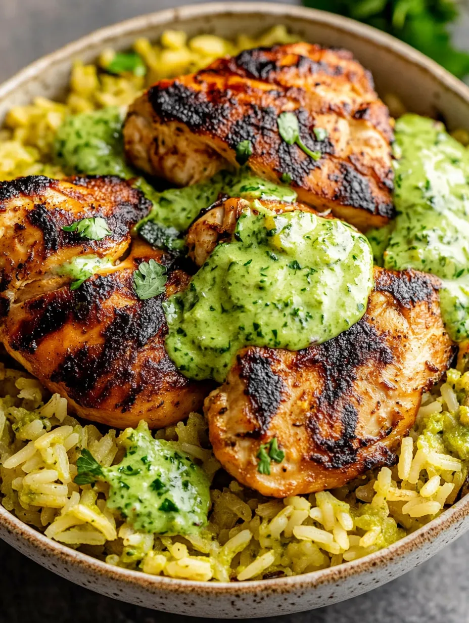 A plate of rice with chicken and sauce.