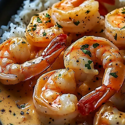 A bowl of shrimp and rice with a spoon in it.
