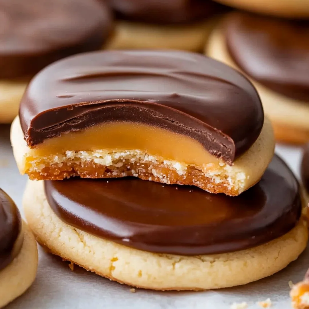 A chocolate cookie with a caramel filling.