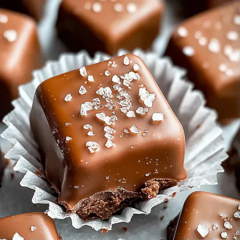 A chocolate square with white sugar on top.