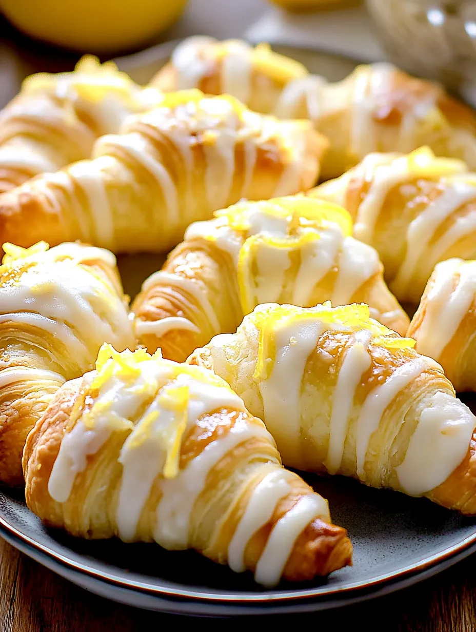 A plate full of croissants with a yellow filling.