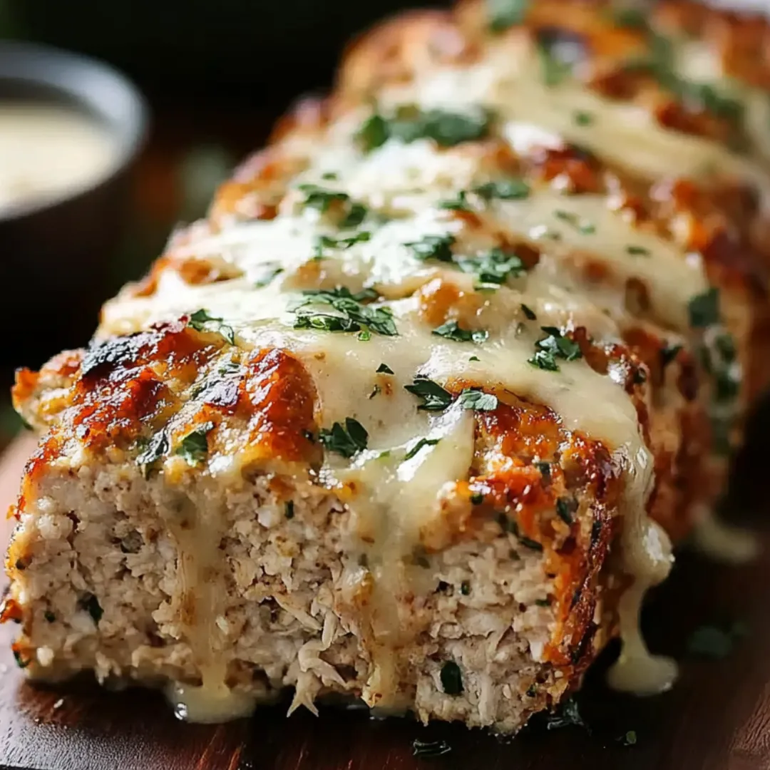 A piece of meat with cheese on top of it.