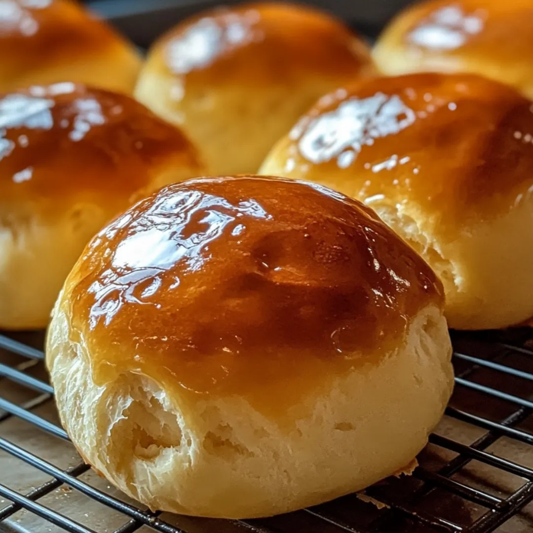 A tray of baked bread rolls with a golden brown crust.