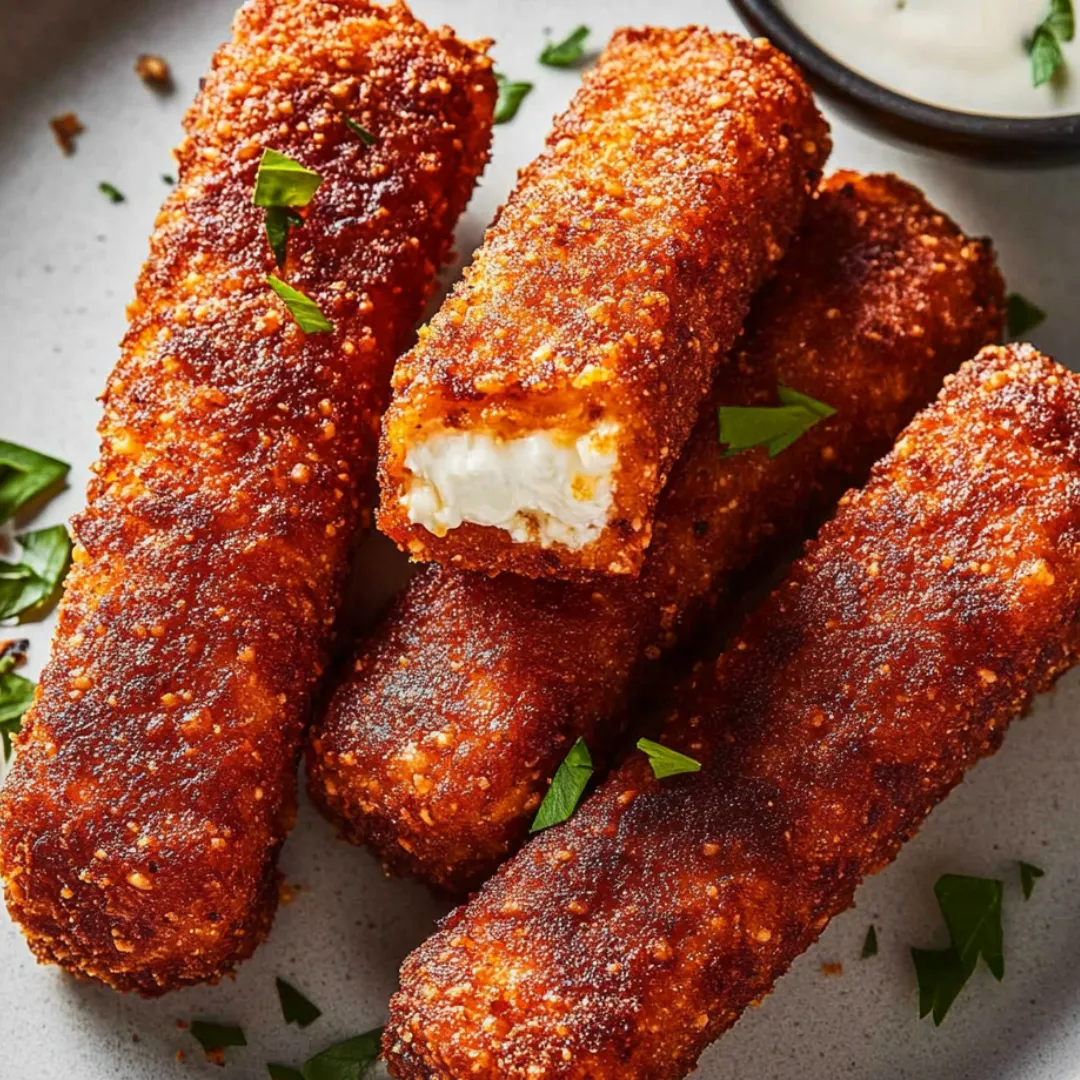 A plate of breaded food, including fried chicken and cheese sticks, is sitting on a table.