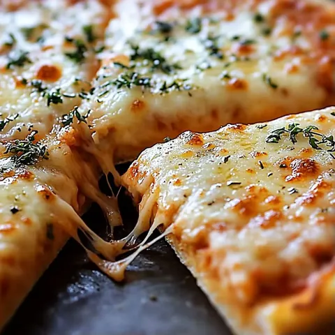 A slice of pizza with cheese and herbs on a plate.