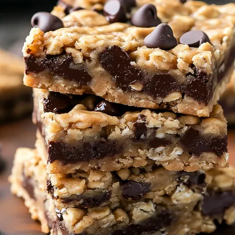 A stack of chocolate and peanut butter bars.