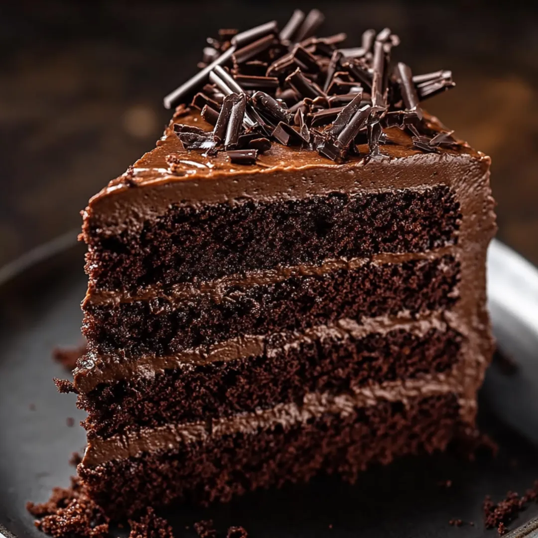 A slice of chocolate cake with chocolate sprinkles on top.