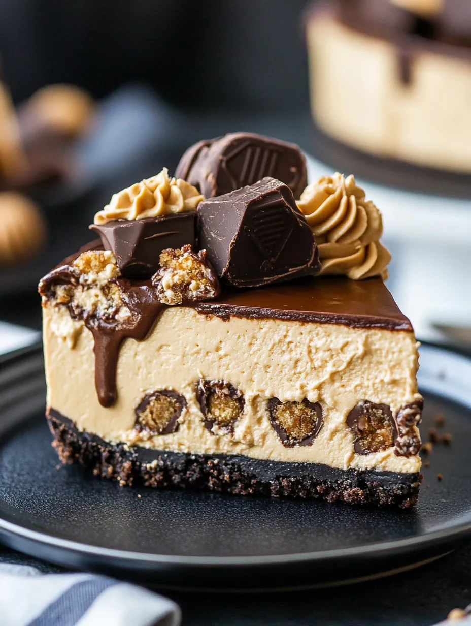A slice of chocolate cake with chocolate chips and drizzled with caramel.