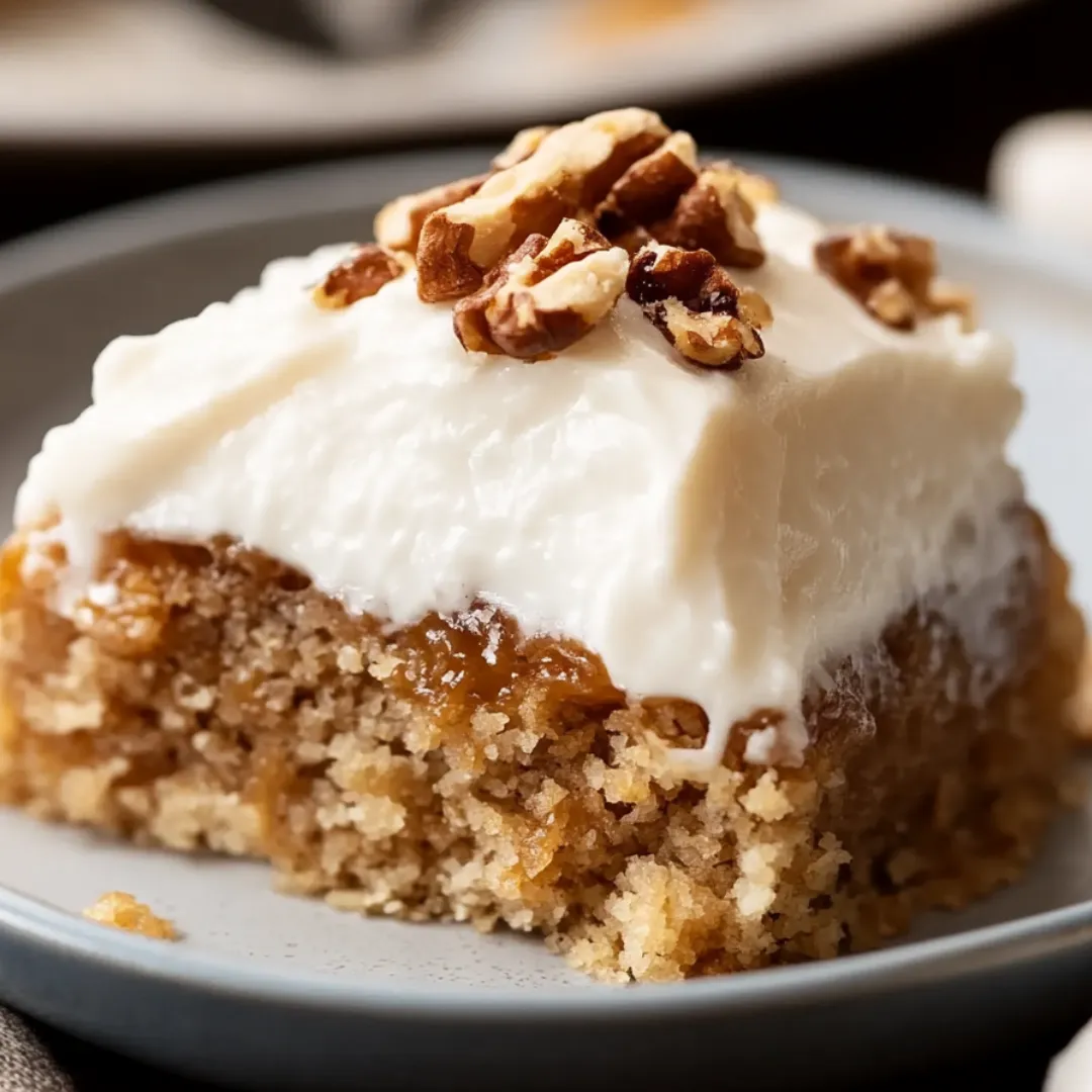A slice of cake with walnuts on top.