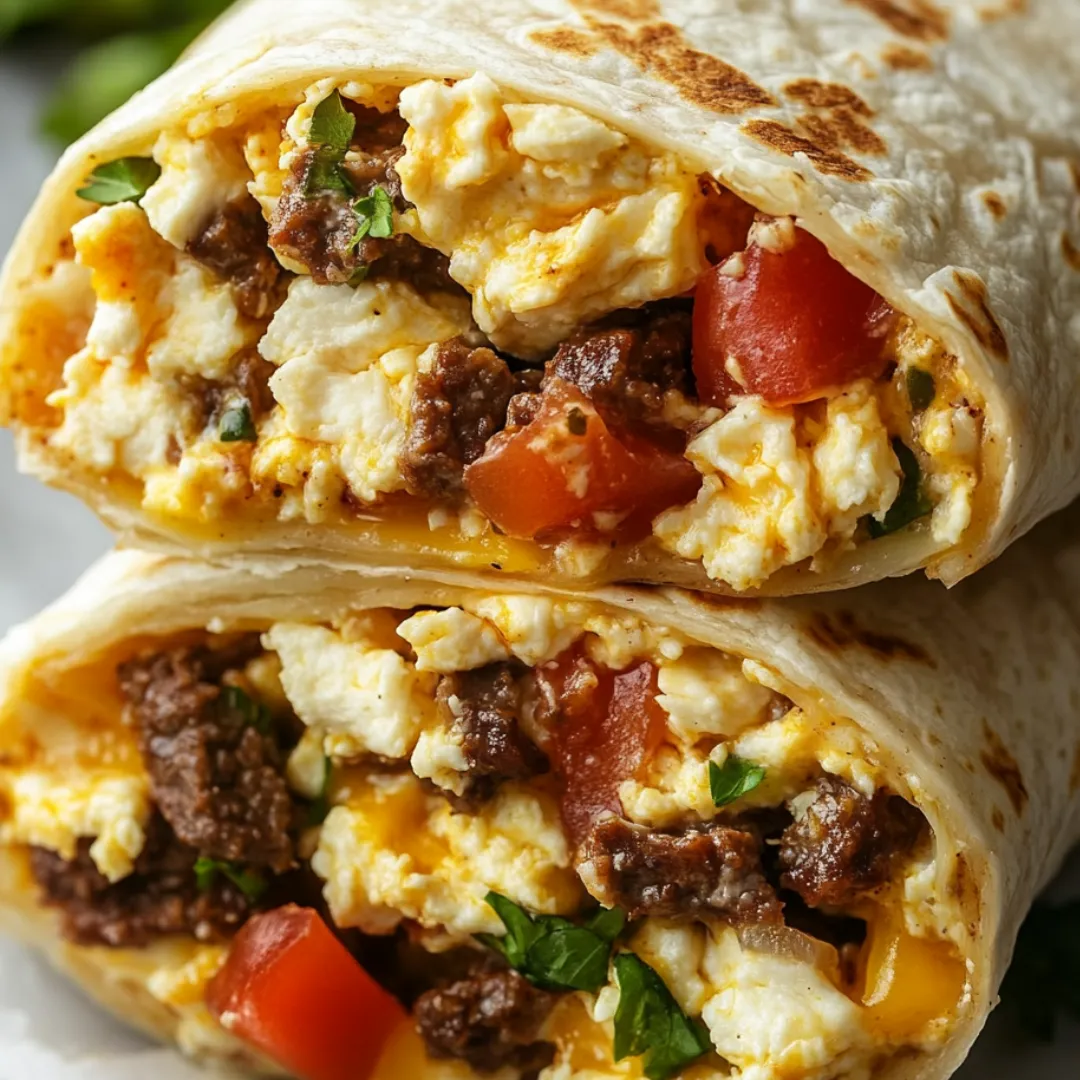 Two burritos filled with meat and vegetables are sitting on a table.