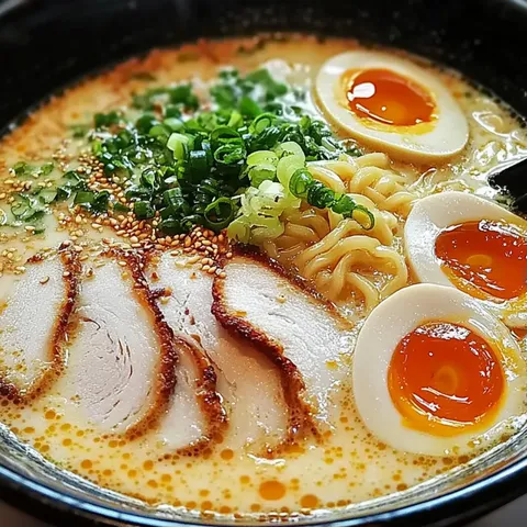 A bowl of soup with eggs and noodles.
