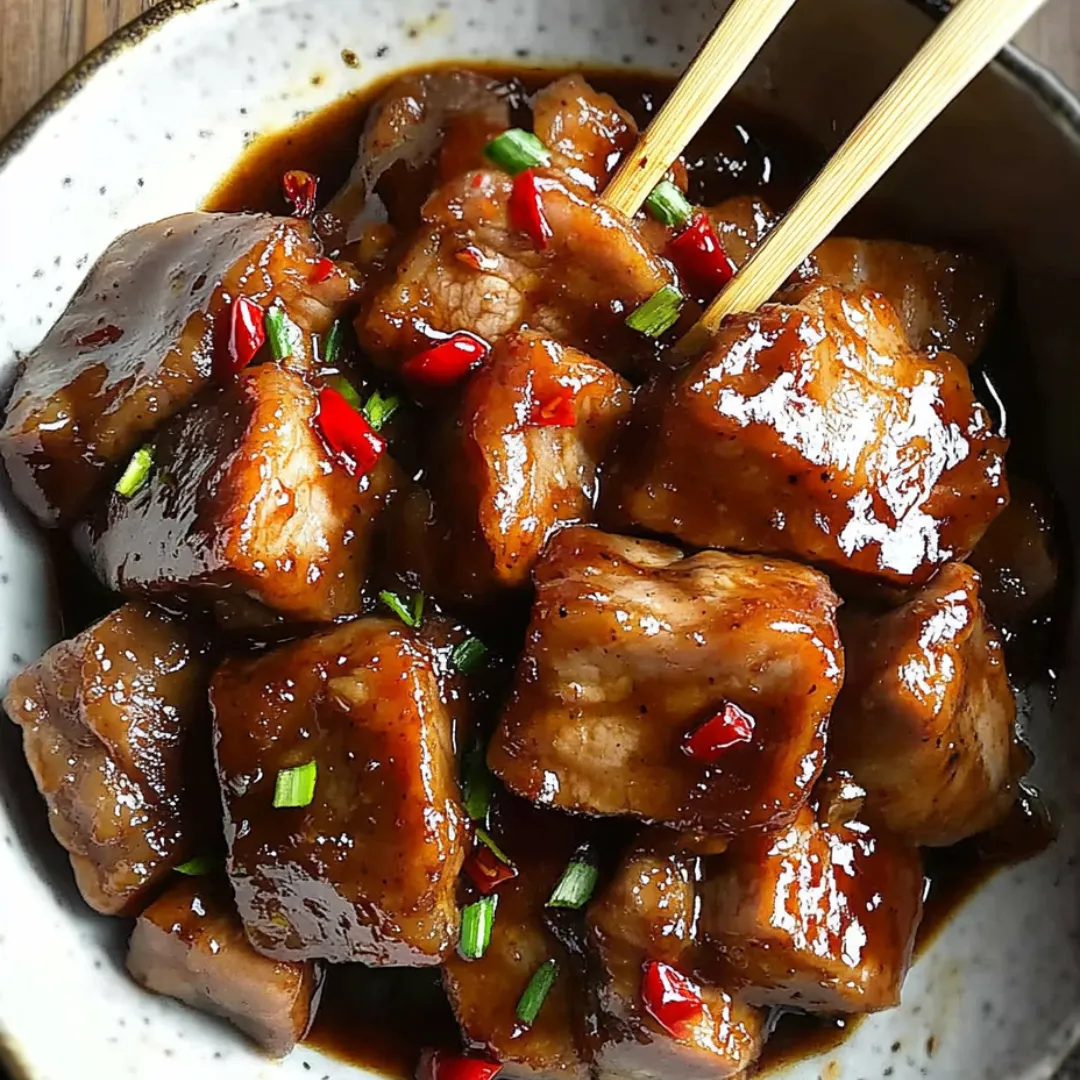A bowl of meat with chopsticks.
