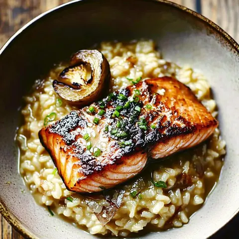 A bowl of rice with fish on top.