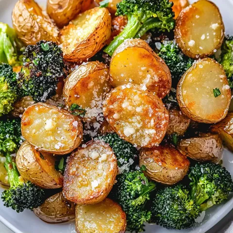 A plate of food with broccoli and potatoes.