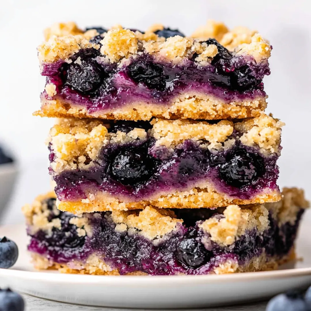 A stack of blueberry cake bars.