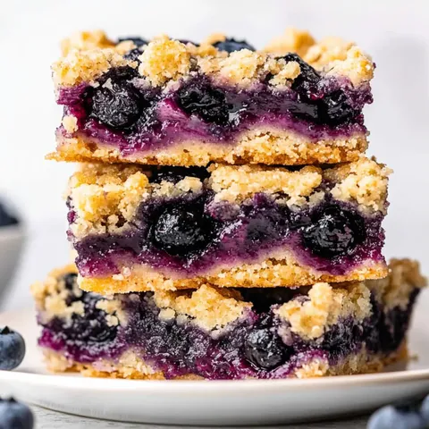A stack of blueberry cake bars.