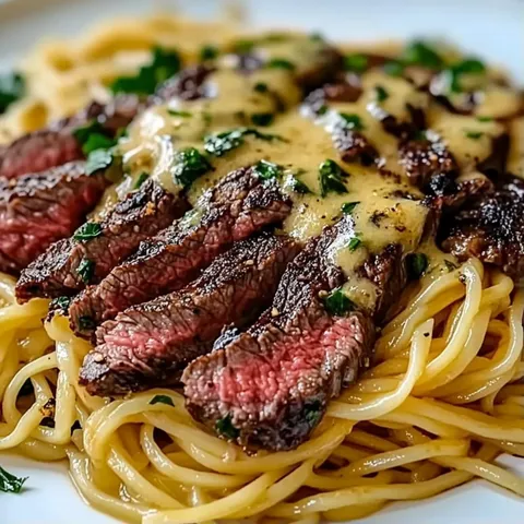 A plate of food with pasta and meat.