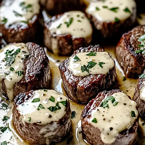 Steak with sauce on it.